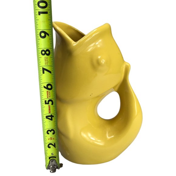 New NWT GURGLEPOT Yellow Fish.  Ceramic Makes noises when you pour liquid Large - Picture 8 of 8